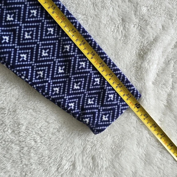 Lands' End Blue Geometric Fair Isle Fleece Pullover Preppy Winter Chic Sz.Small - Picture 14 of 14